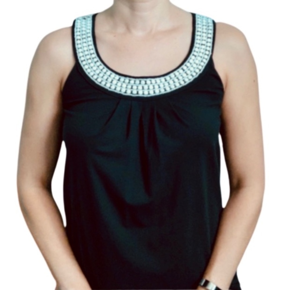 Talbots beaded neckline cotton knit petite tank - Picture 1 of 6